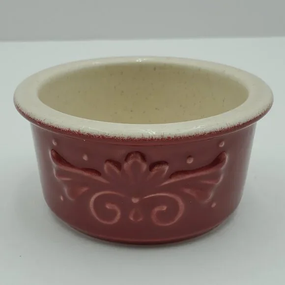 Pfaltzgraff Weir In Your Kitchen Chicory Cayenne Fennel Ramekins Blue Red Gold - Picture 7 of 8